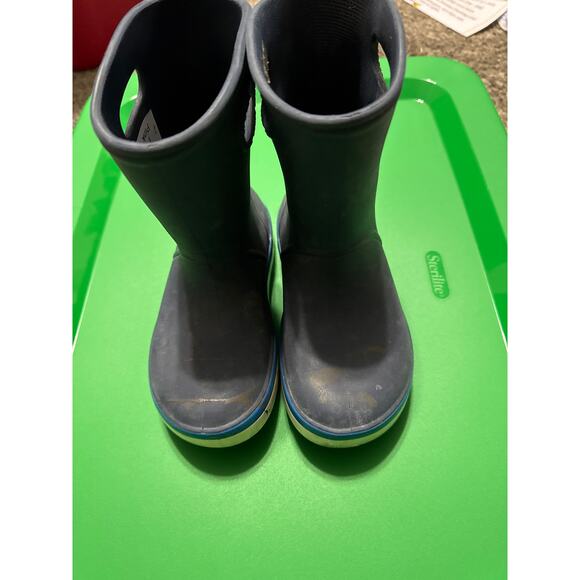 Crocs Rain Boots Boy 1 Crocband Navy Blue Toddler Waterproof Pull On Child - Picture 2 of 4